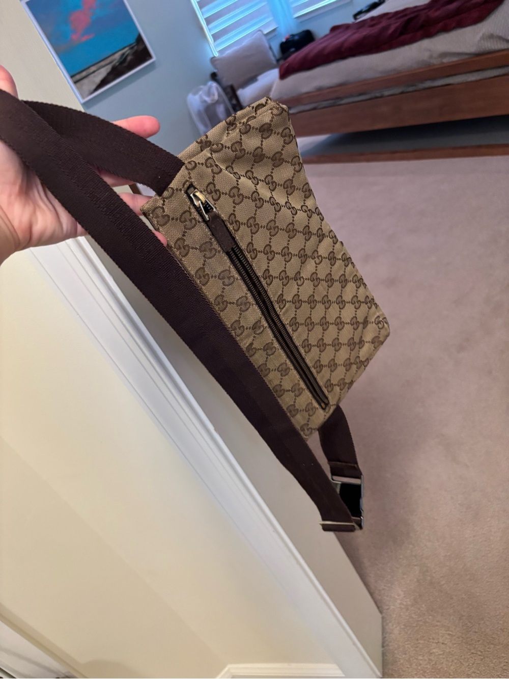 Vintage Gucci Beige & Brown GG Monogram Belt Bag - Picture 9 of 11